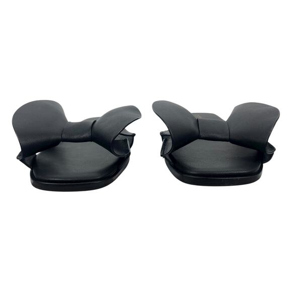 Cecelia Wendy Vamp Bow Open Toe Leather Slide Flat Sandal Black Size 6 - Picture 6 of 14